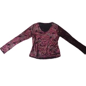 Red and black patterned velvety Simon Chang shirt